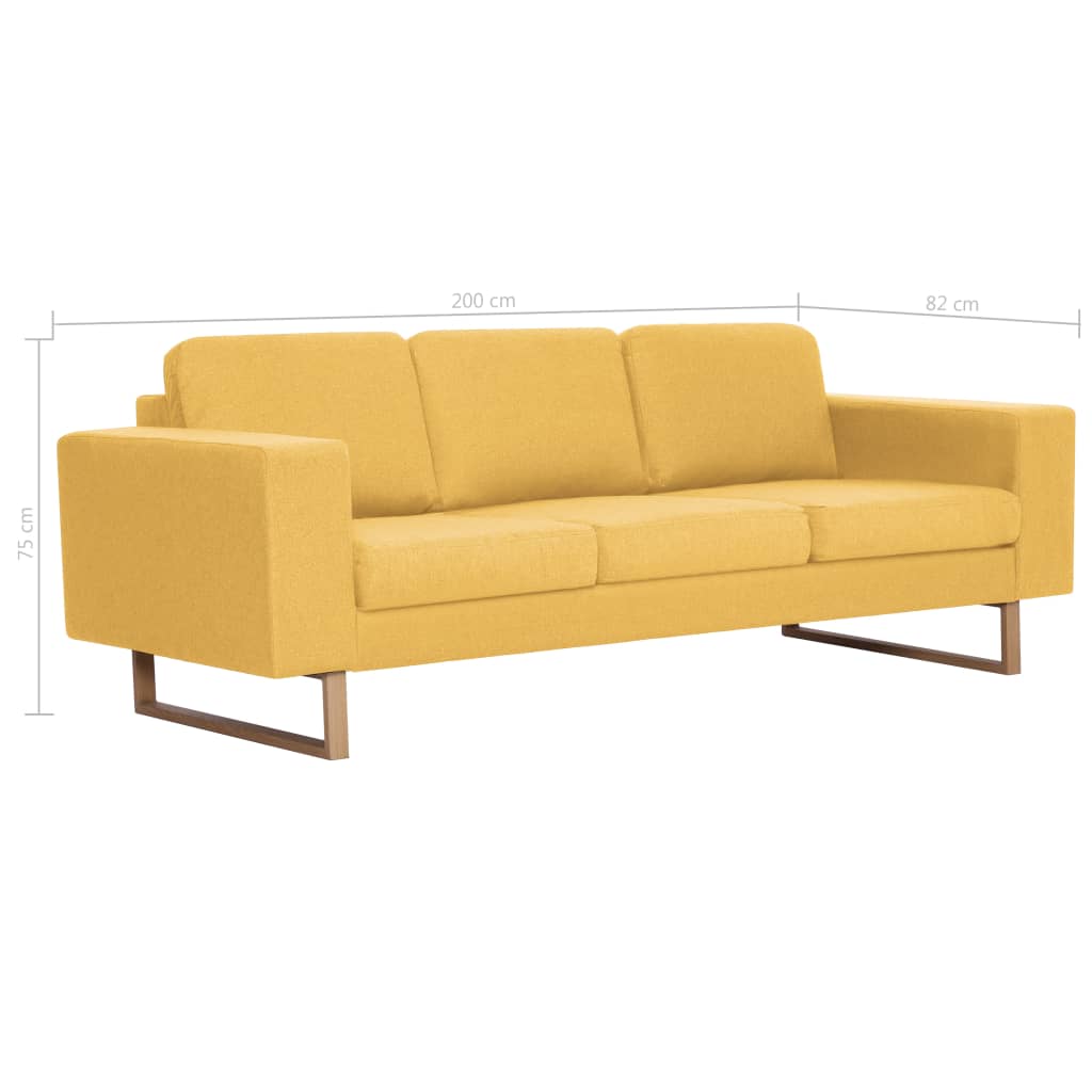 Canapé à 3 places tissu jaune - XIOS