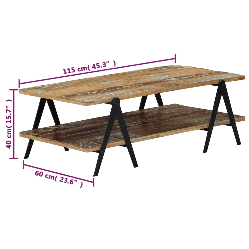 Table basse 115x60x40 cm Bois de récupération massif - XIOS