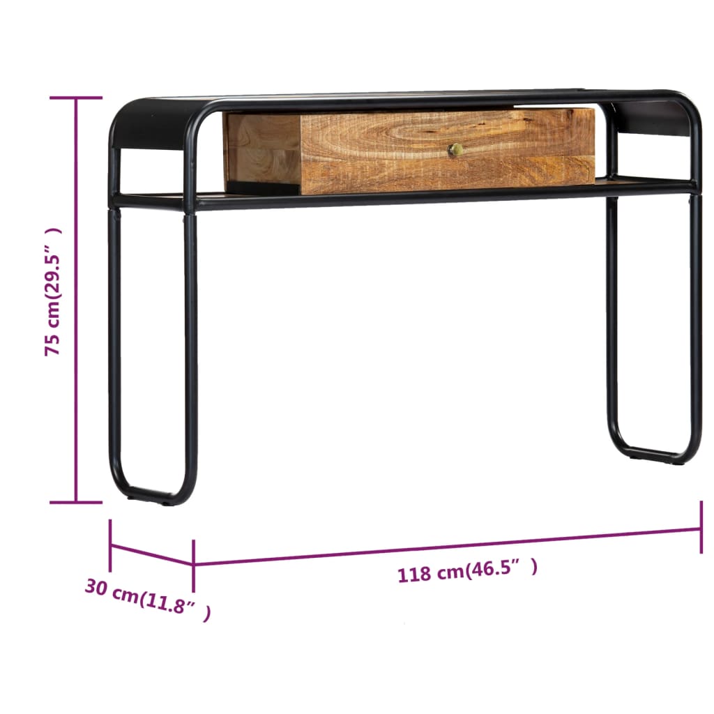 Table console 118 x 30 x 75 cm Bois de manguier massif - XIOS