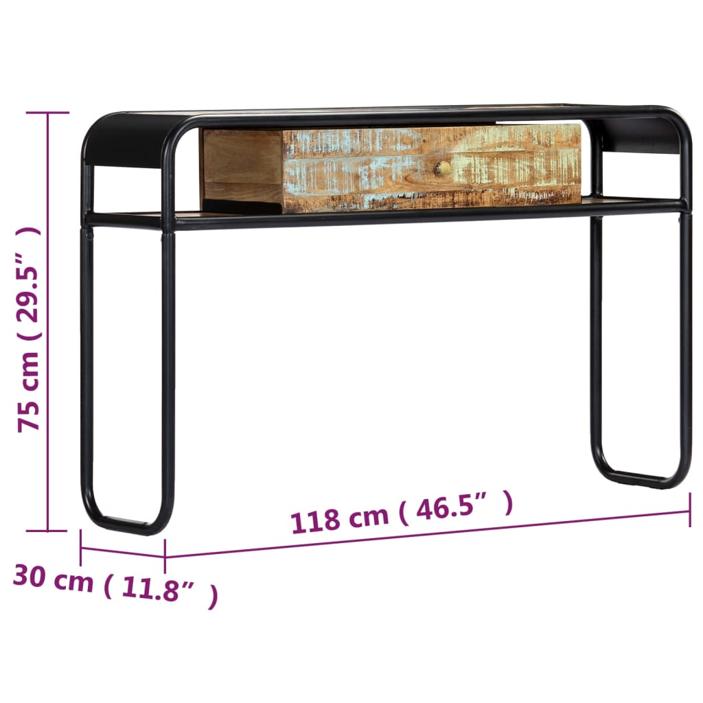 Table console 118 x 30 x 75 cm Bois de récupération massif - XIOS