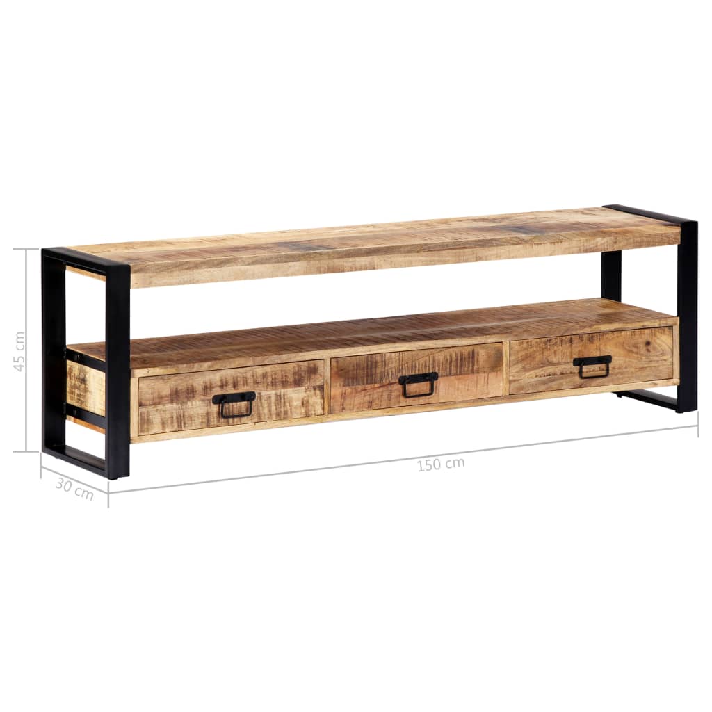 Meuble TV 150x30x45 cm Bois solide de manguier - XIOS