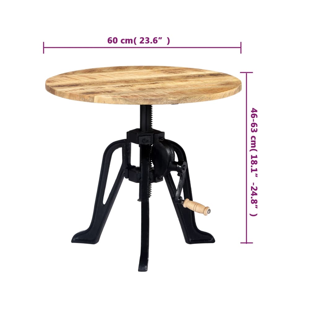 Table d'appoint 60x(46-63) cm Bois de manguier massif et fonte - XIOS