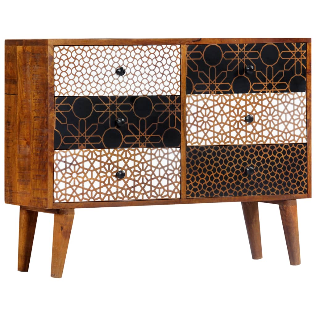 Buffet avec motif imprimé 90x30x70 cm Bois de manguier massif - XIOS