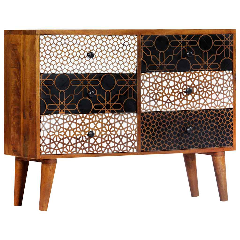 Buffet avec motif imprimé 90x30x70 cm Bois de manguier massif