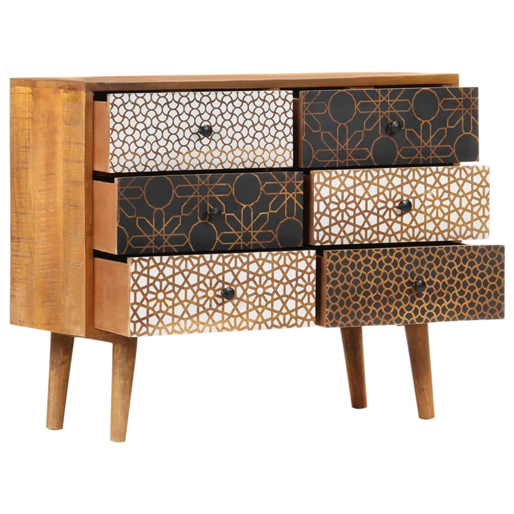 Buffet avec motif imprimé 90x30x70 cm Bois de manguier massif - XIOS