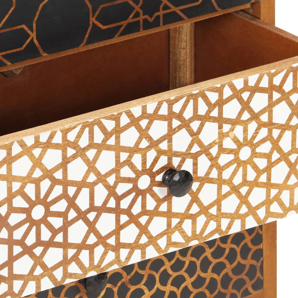Buffet avec motif imprimé 90x30x70 cm Bois de manguier massif - XIOS