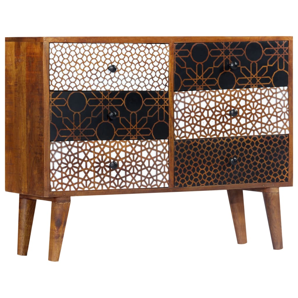 Buffet avec motif imprimé 90x30x70 cm Bois de manguier massif - XIOS