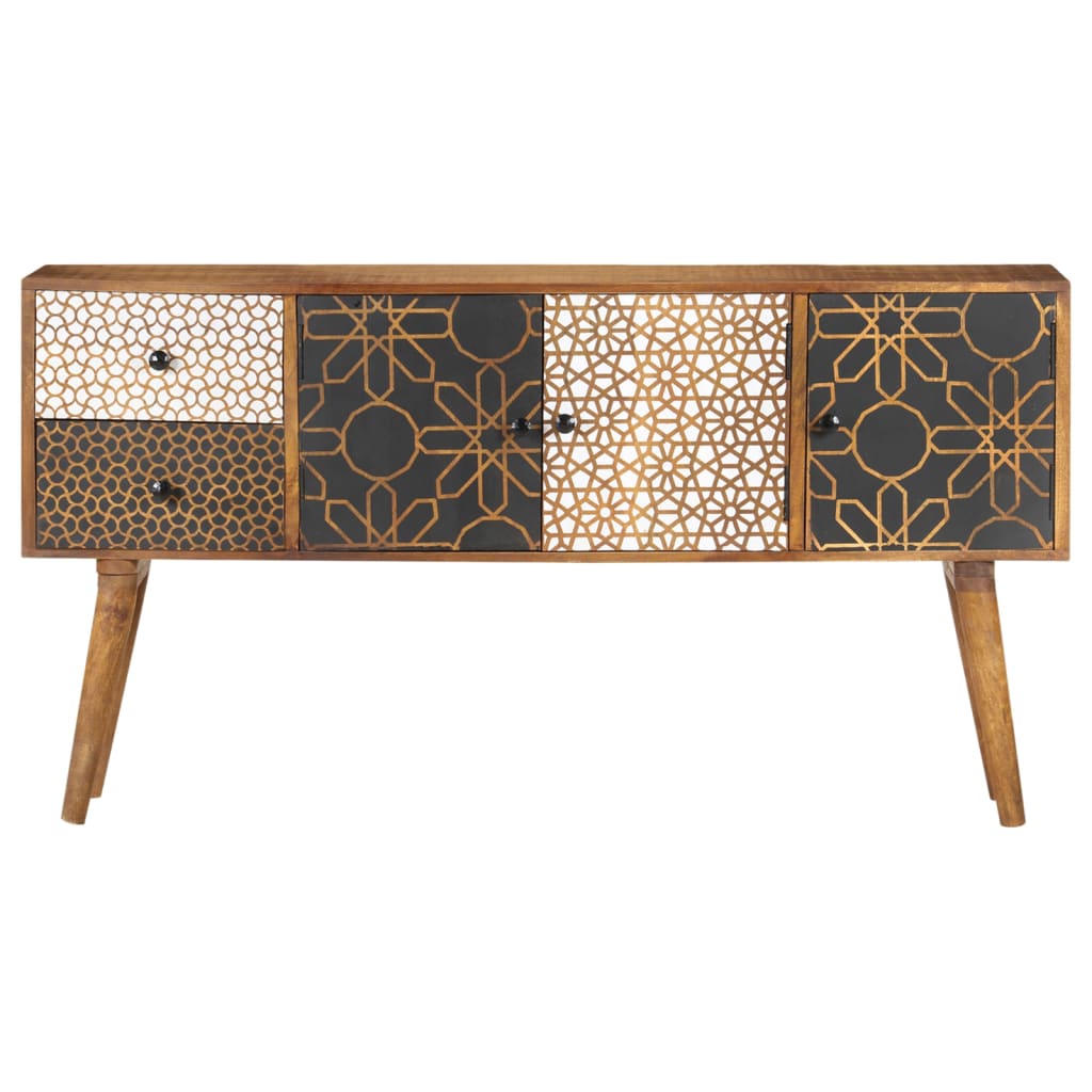 Buffet avec motif imprimé 130x30x70 cm Bois de manguier massif - XIOS