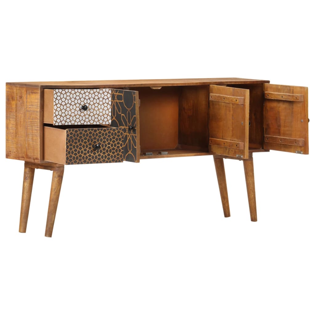 Buffet avec motif imprimé 130x30x70 cm Bois de manguier massif - XIOS