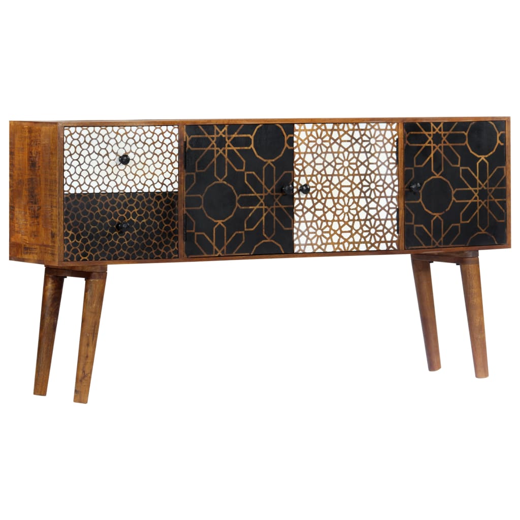 Buffet avec motif imprimé 130x30x70 cm Bois de manguier massif - XIOS