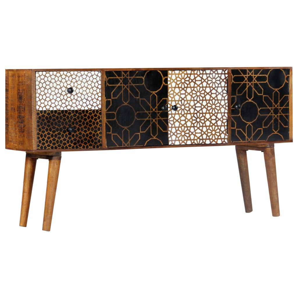 Buffet avec motif imprimé 130x30x70 cm Bois de manguier massif - XIOS