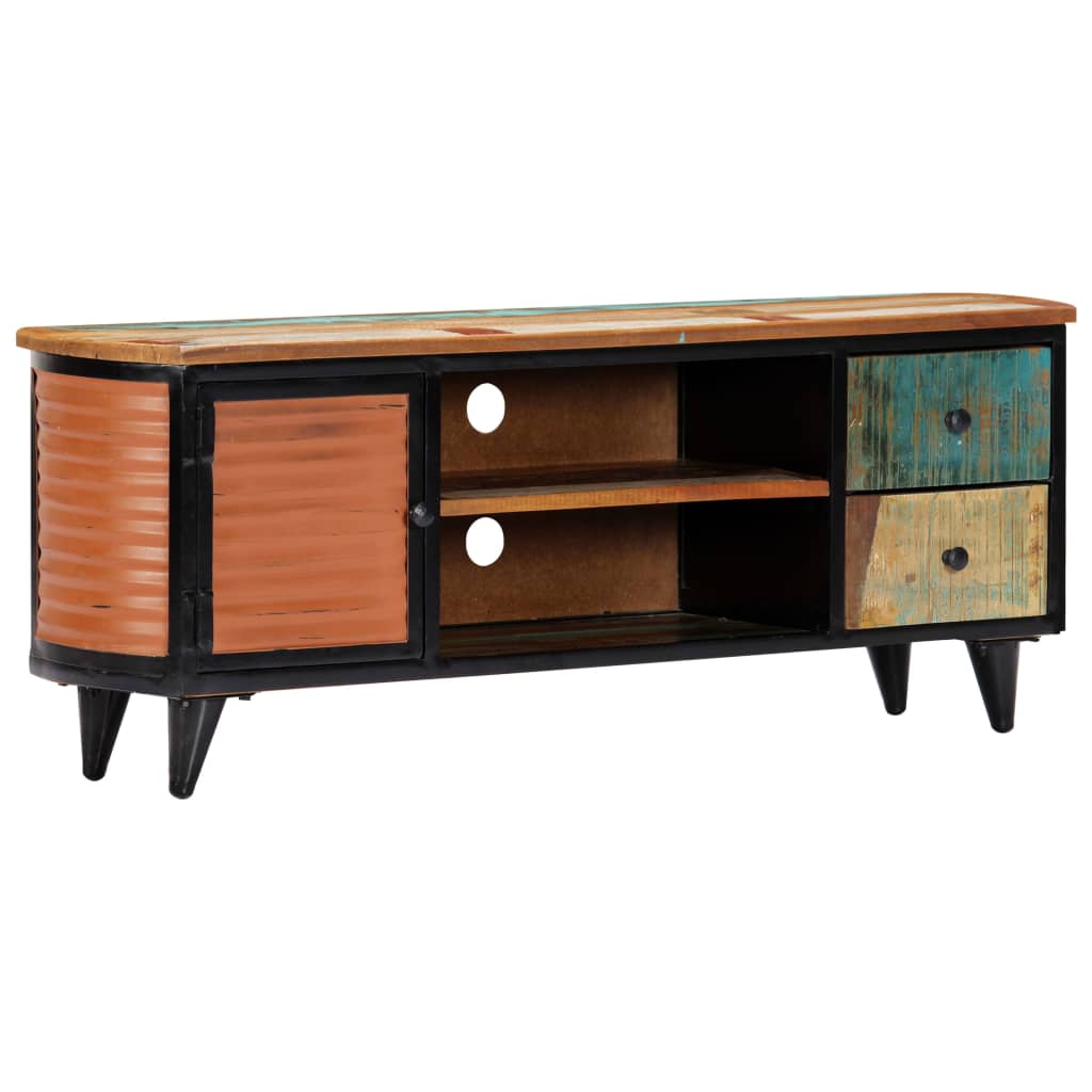Meuble TV 120x30x45 cm Bois de récupération massif - XIOS