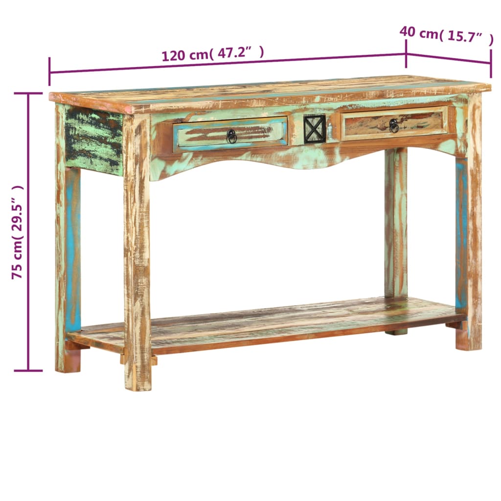 Table console 120x40x75 cm Bois solide de récupération - XIOS