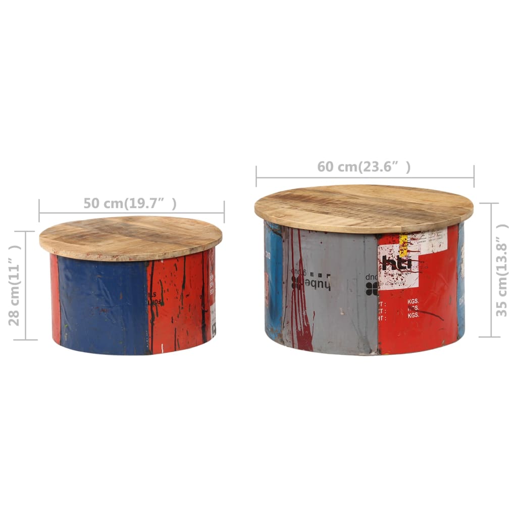 Tables basses 2 pcs Bois solide de manguier - XIOS