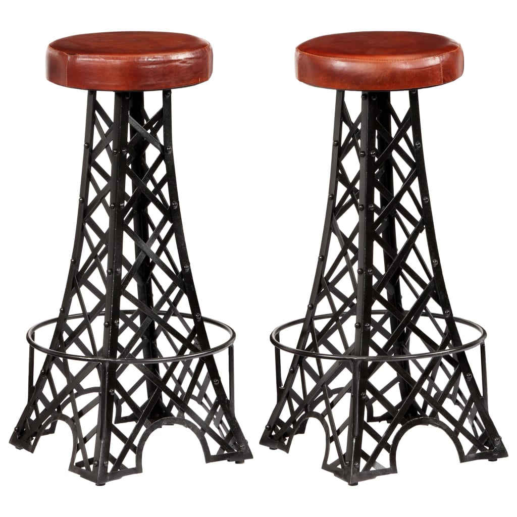Tabourets de bar lot de 2 cuir véritable - XIOS