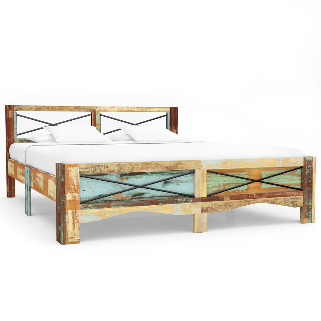 Cadre de lit sans matelas Bois de récupération massif 180x200cm - XIOS