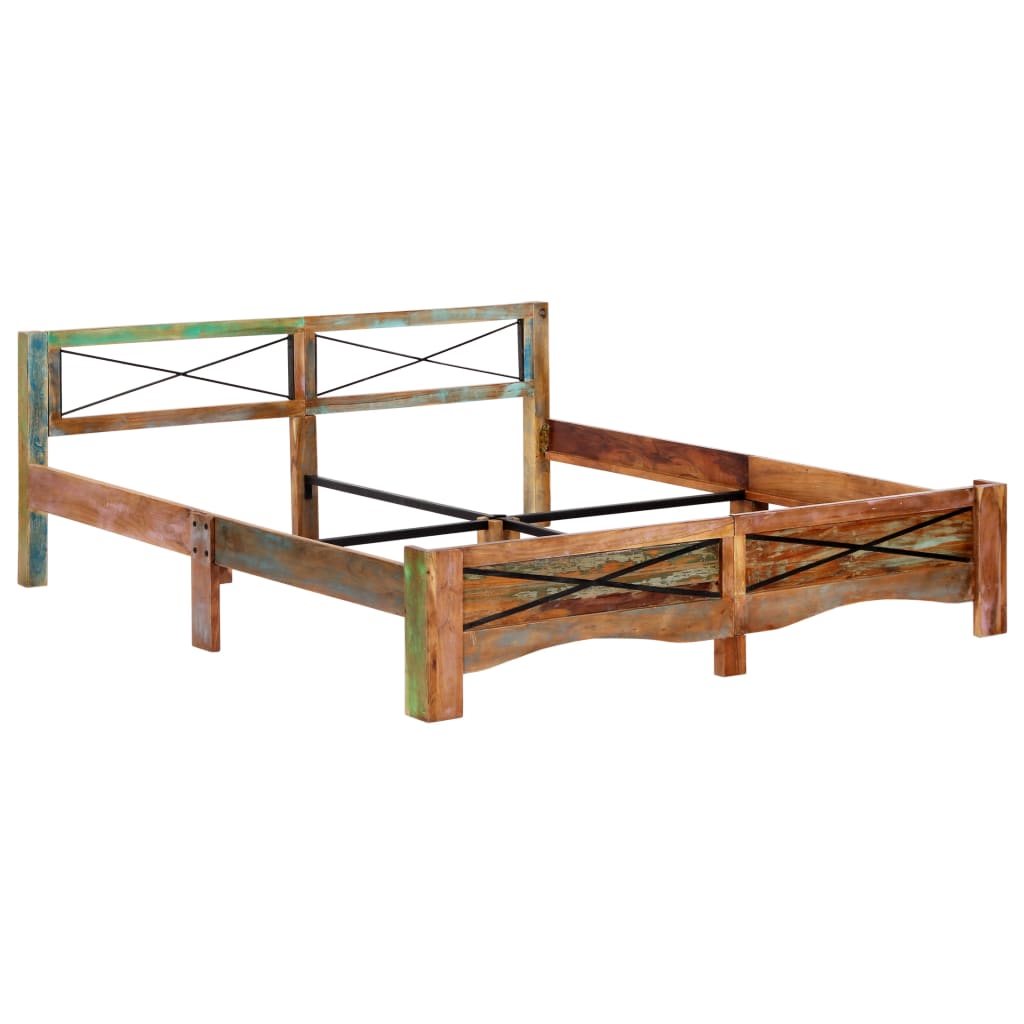 Cadre de lit sans matelas Bois de récupération massif 180x200cm - XIOS