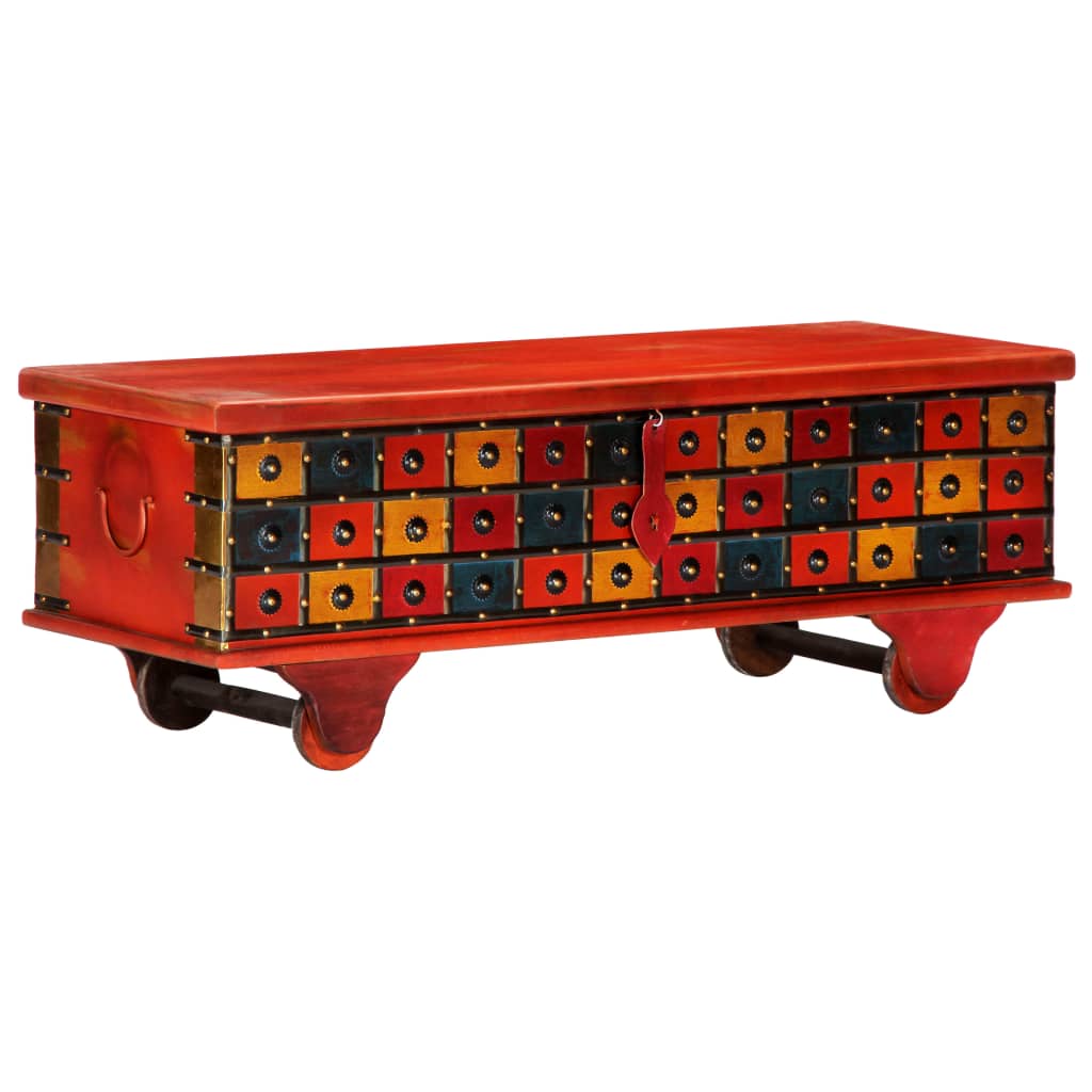 Boîte de rangement Rouge 110x40x40 cm Bois d'acacia massif - XIOS