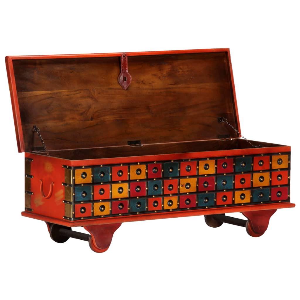 Boîte de rangement Rouge 110x40x40 cm Bois d'acacia massif - XIOS