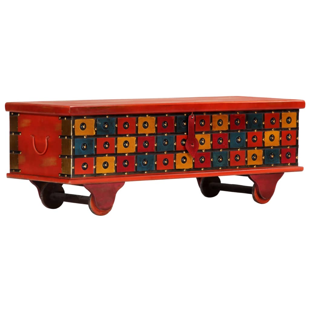 Boîte de rangement Rouge 110x40x40 cm Bois d'acacia massif - XIOS