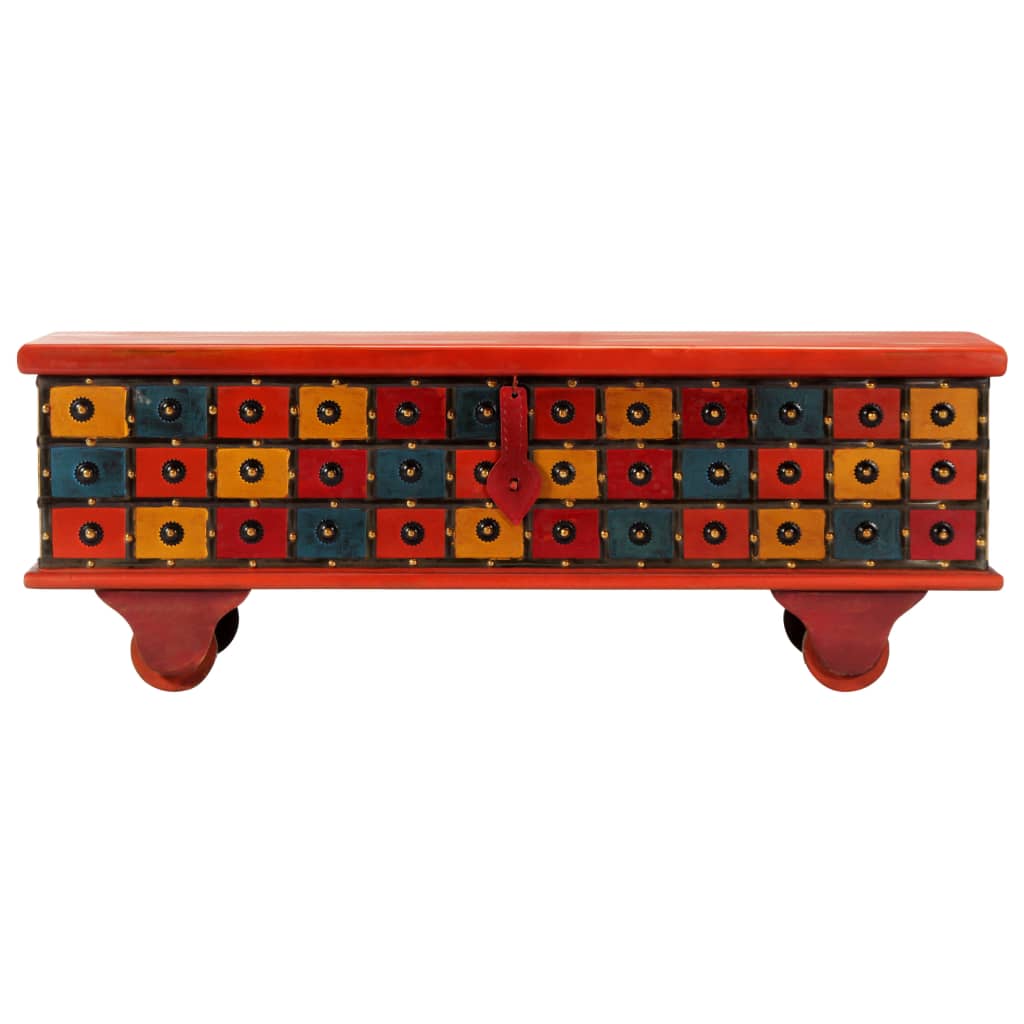 Boîte de rangement Rouge 110x40x40 cm Bois d'acacia massif - XIOS