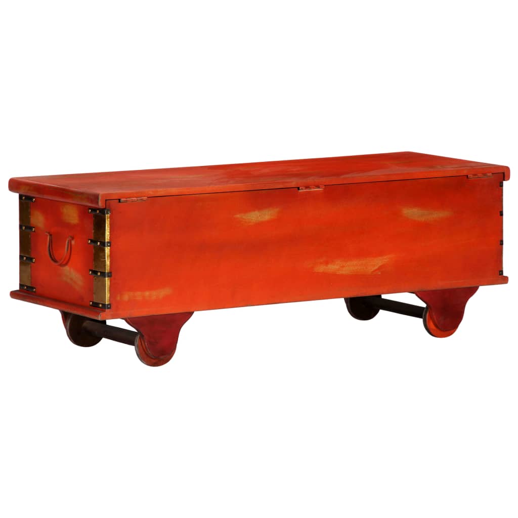 Boîte de rangement Rouge 110x40x40 cm Bois d'acacia massif - XIOS