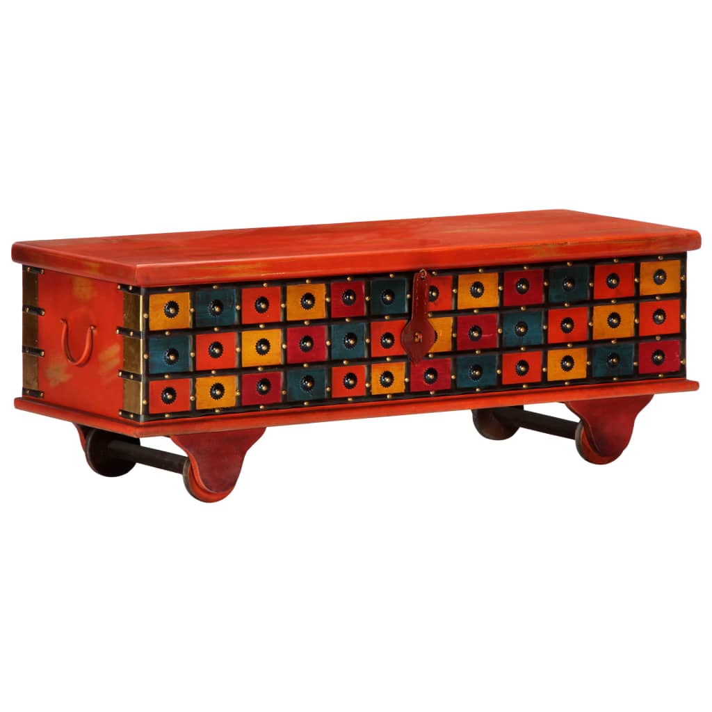 Boîte de rangement Rouge 110x40x40 cm Bois d'acacia massif - XIOS