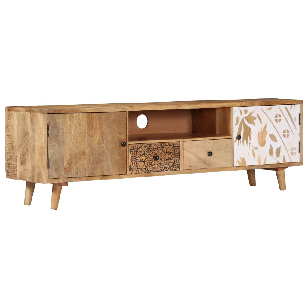 Meuble TV 140x30x40 cm Bois de manguier massif - XIOS
