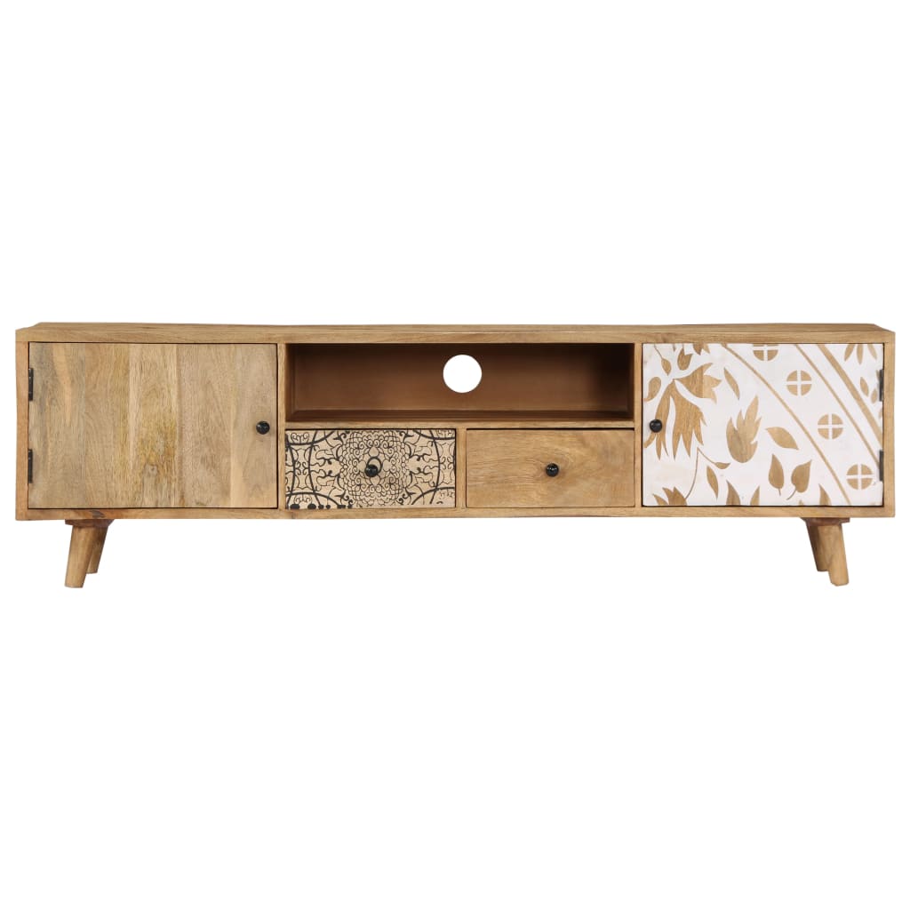 Meuble TV 140x30x40 cm Bois de manguier massif - XIOS