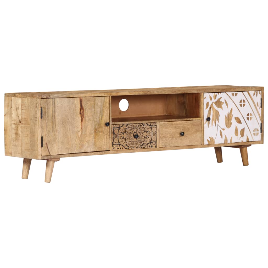 Meuble TV 140x30x40 cm Bois de manguier massif - XIOS