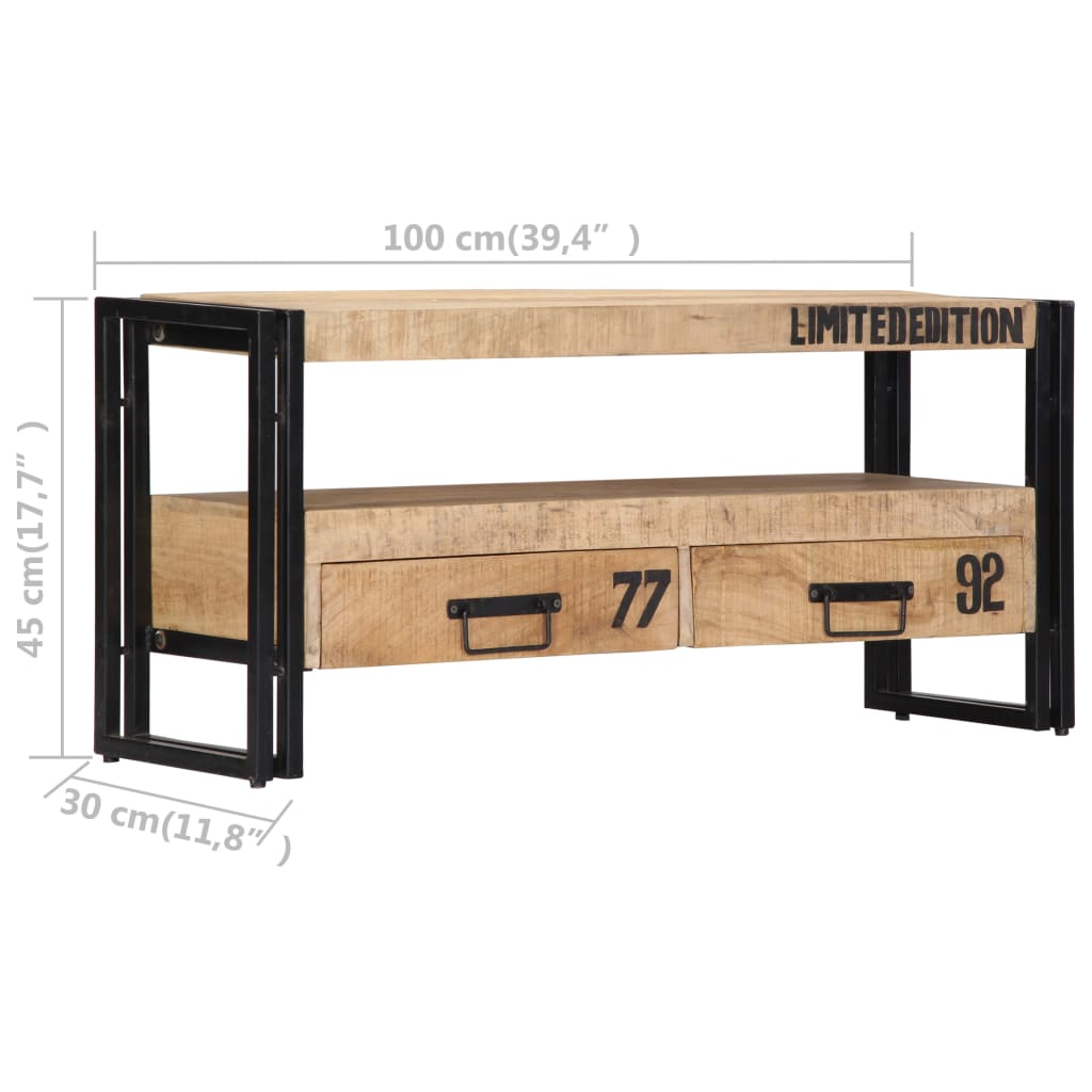 Meuble TV 100x30x45 cm Bois de manguier massif - XIOS
