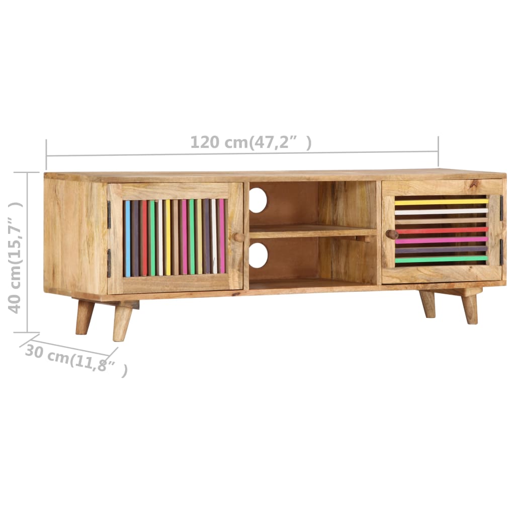 Meuble TV 120x30x40 cm Bois massif de manguier - XIOS