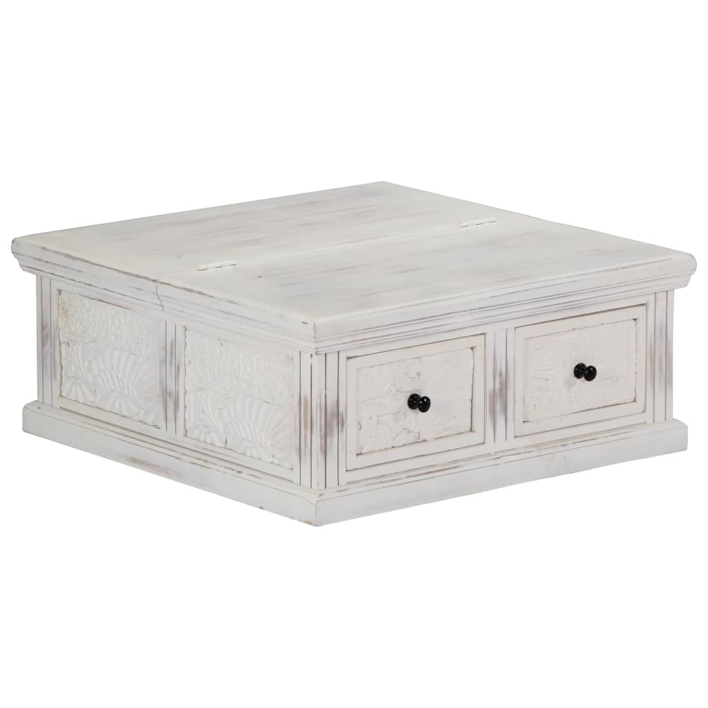 Table basse Blanc 70x70x30 cm Bois de manguier massif - XIOS