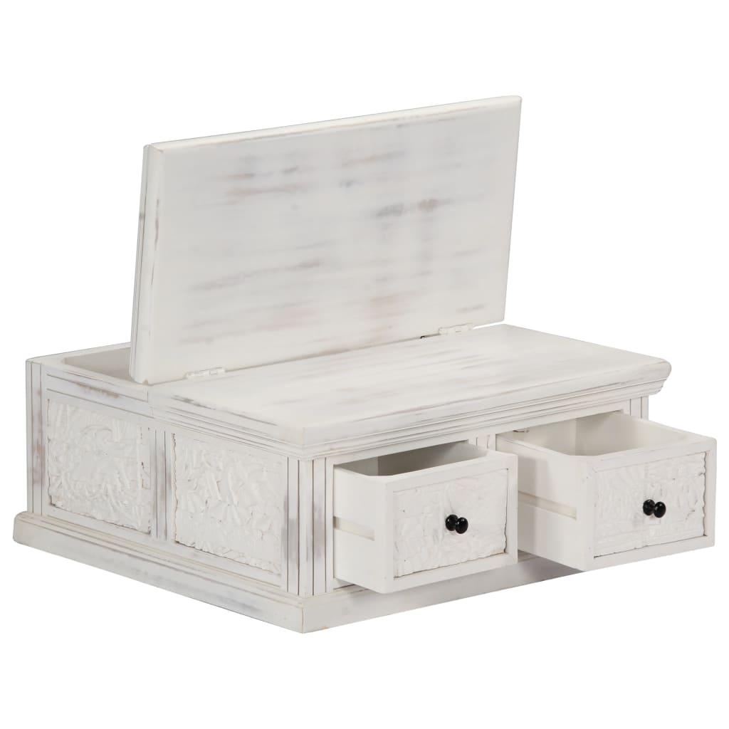 Table basse Blanc 70x70x30 cm Bois de manguier massif - XIOS