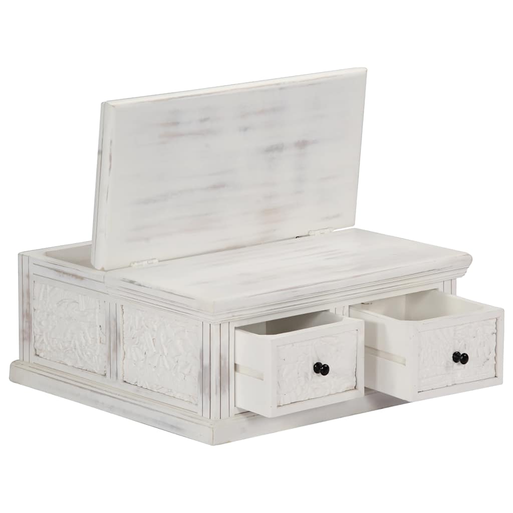 Table basse Blanc 70x70x30 cm Bois de manguier massif