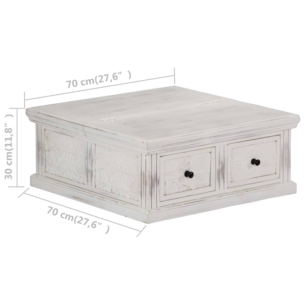 Table basse Blanc 70x70x30 cm Bois de manguier massif