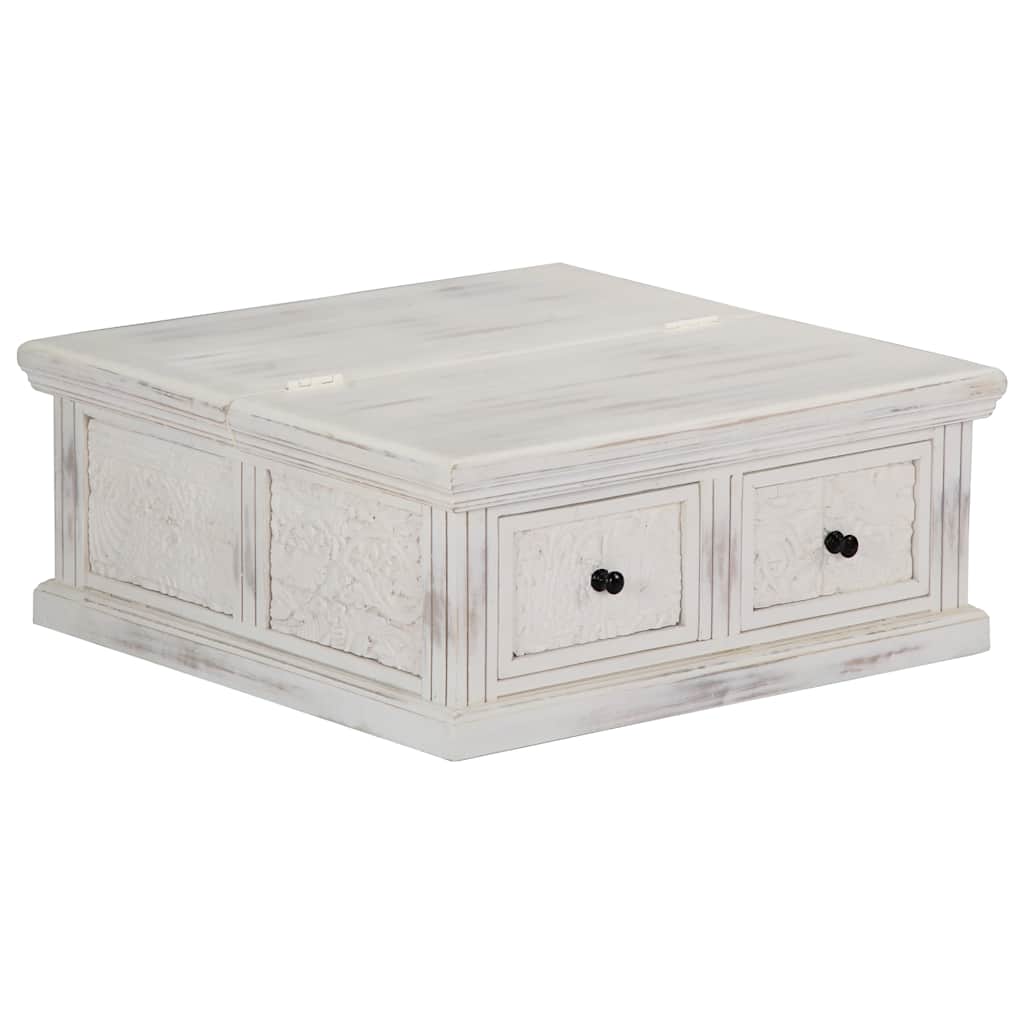 Table basse Blanc 70x70x30 cm Bois de manguier massif