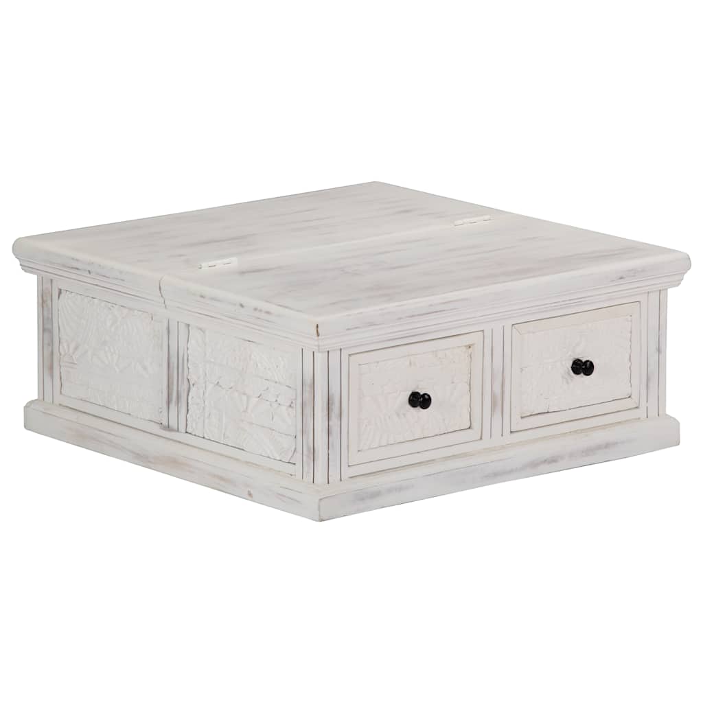 Table basse Blanc 70x70x30 cm Bois de manguier massif