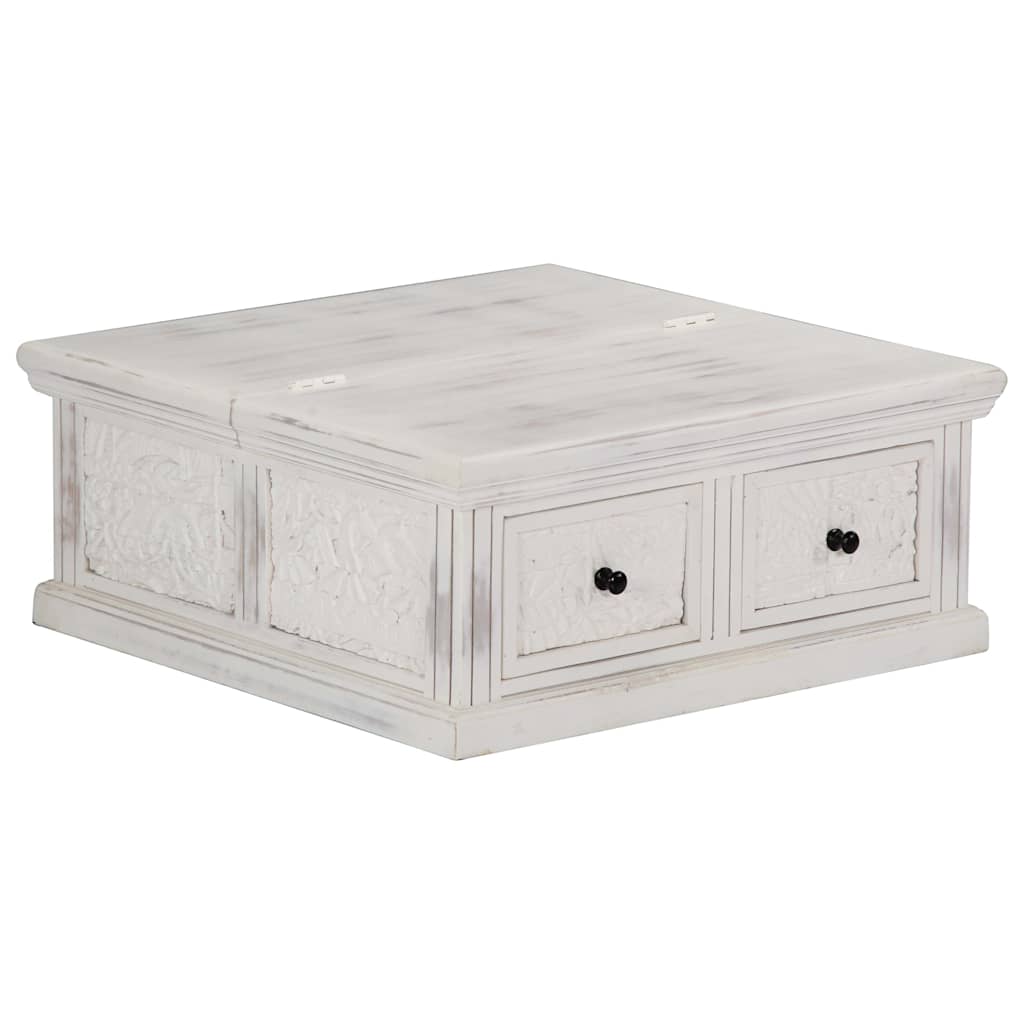 Table basse Blanc 70x70x30 cm Bois de manguier massif