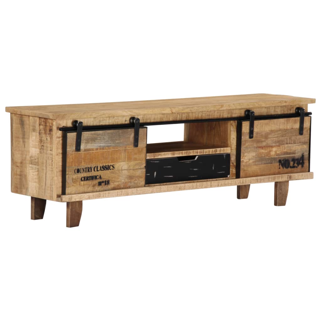 Meuble TV 120x30x40 cm Bois massif de manguier - XIOS
