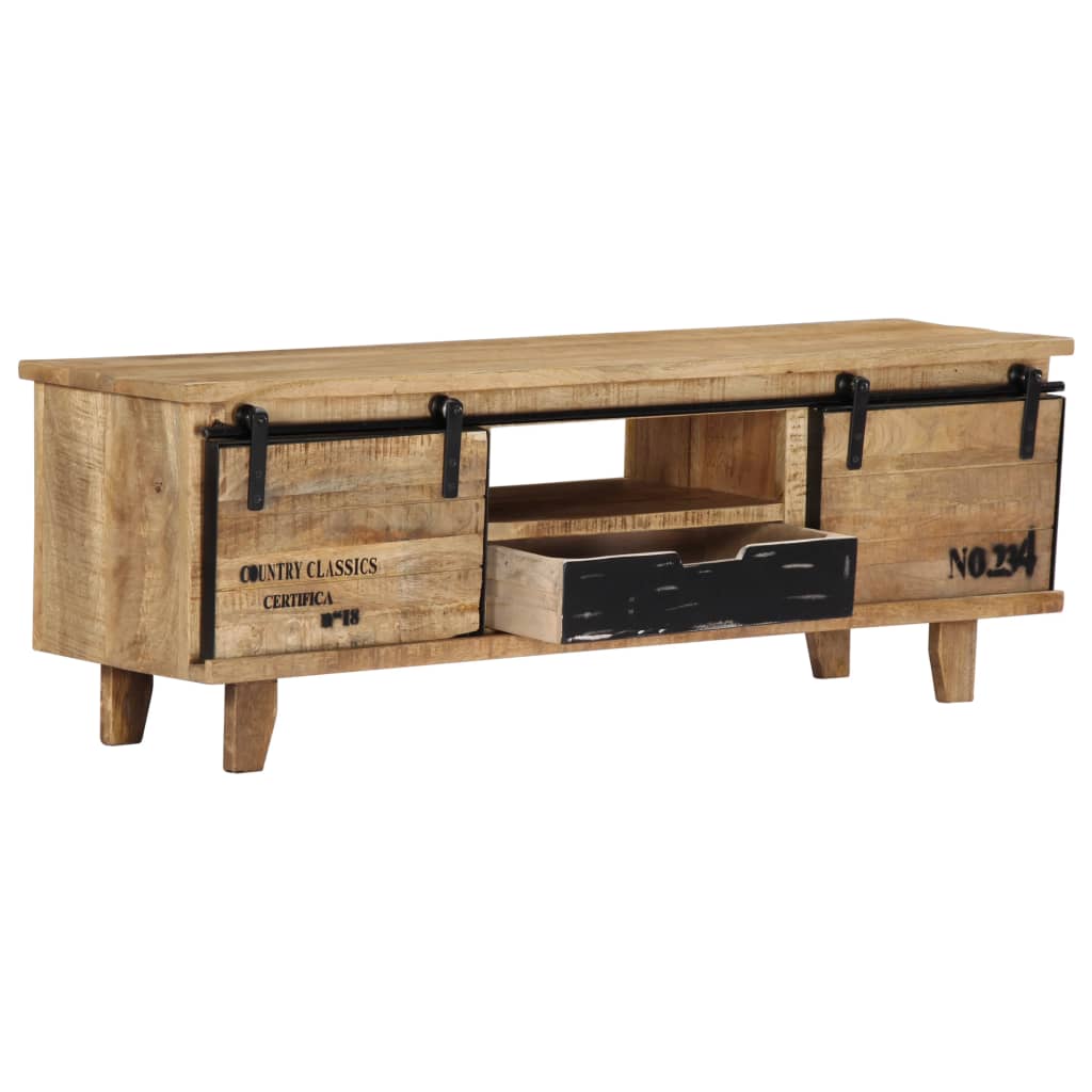 Meuble TV 120x30x40 cm Bois massif de manguier - XIOS