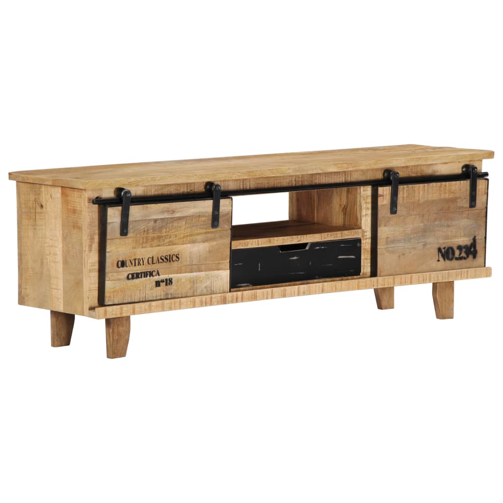 Meuble TV 120x30x40 cm Bois massif de manguier - XIOS
