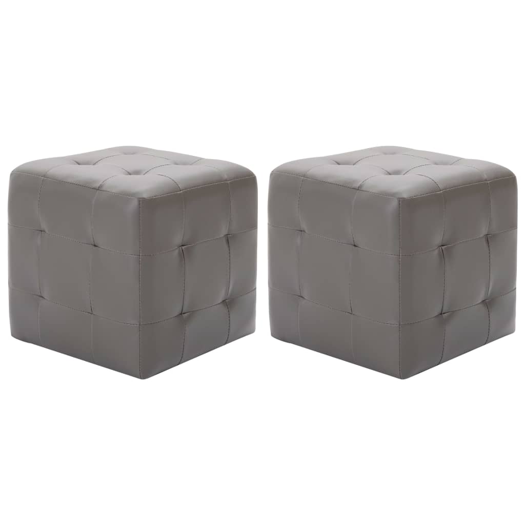 2 pcs Tables de chevet Gris 30x30x30 cm Similicuir - XIOS