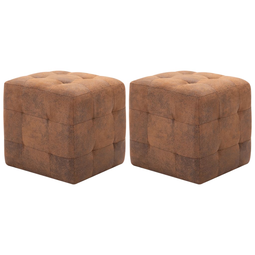Tables de chevet 2 pcs Marron 30x30x30 cm Similicuir daim - XIOS