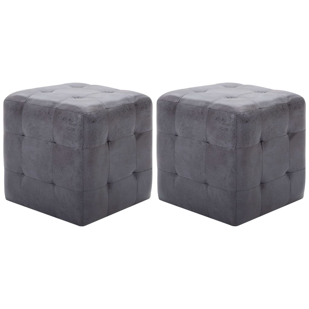 2 pcs Tables de chevet Gris 30x30x30 cm Similicuir daim - XIOS