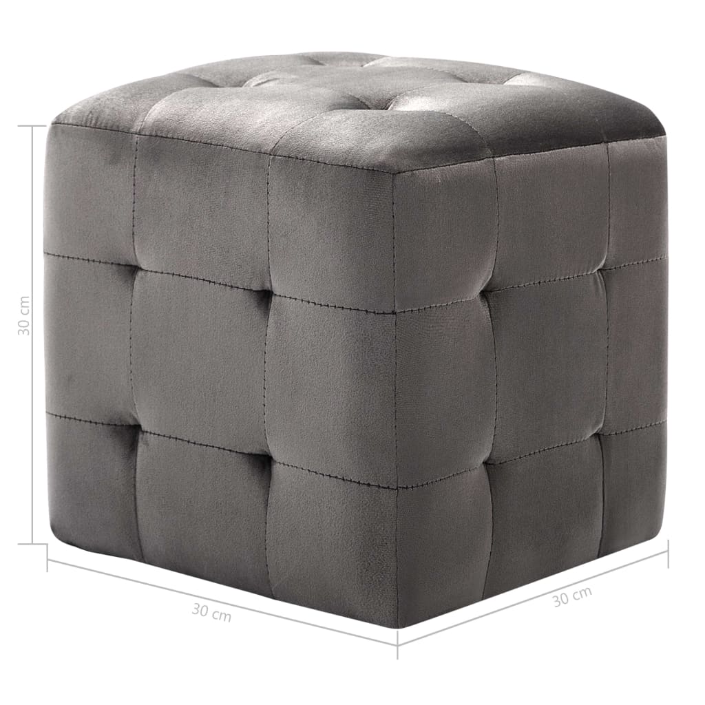 2 pcs Tables de chevet Gris 30x30x30 cm Tissu velours - XIOS