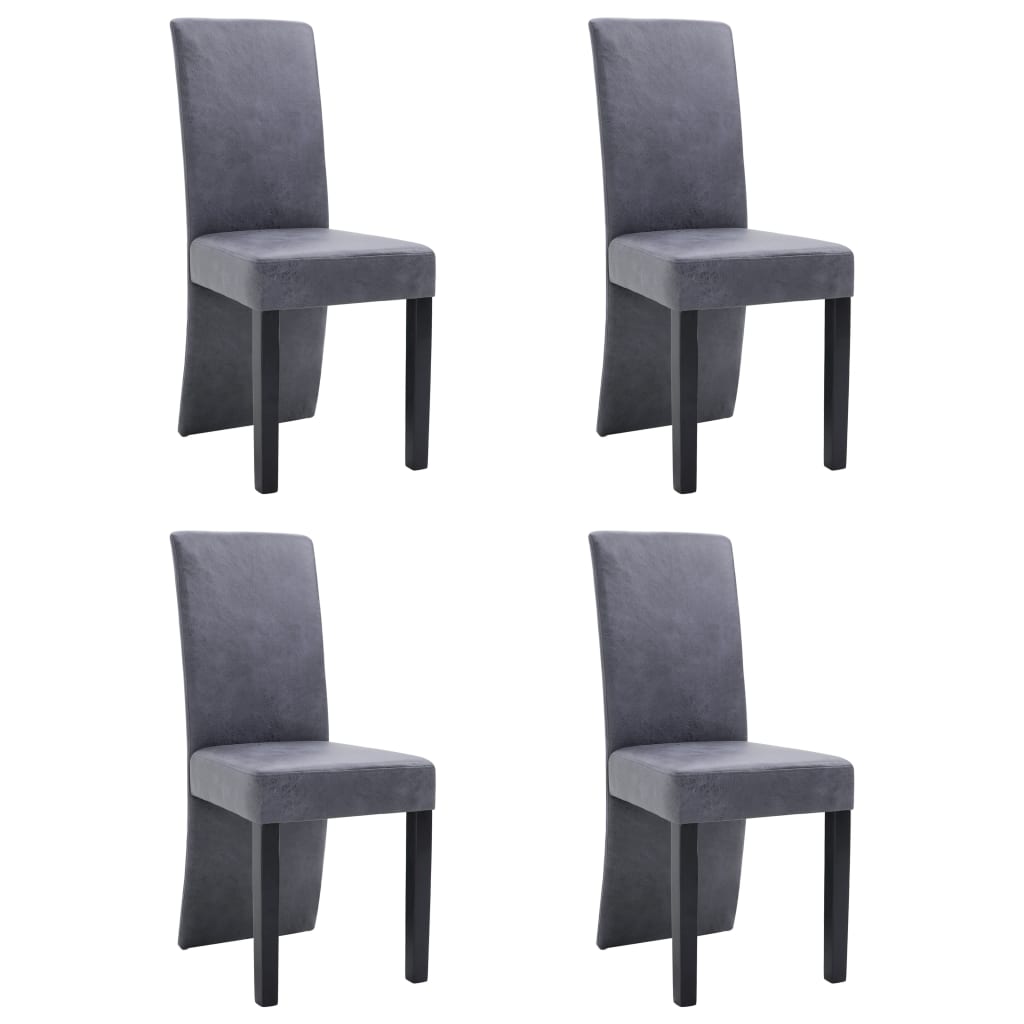 Chaises à manger lot de 4 gris similicuir daim - XIOS