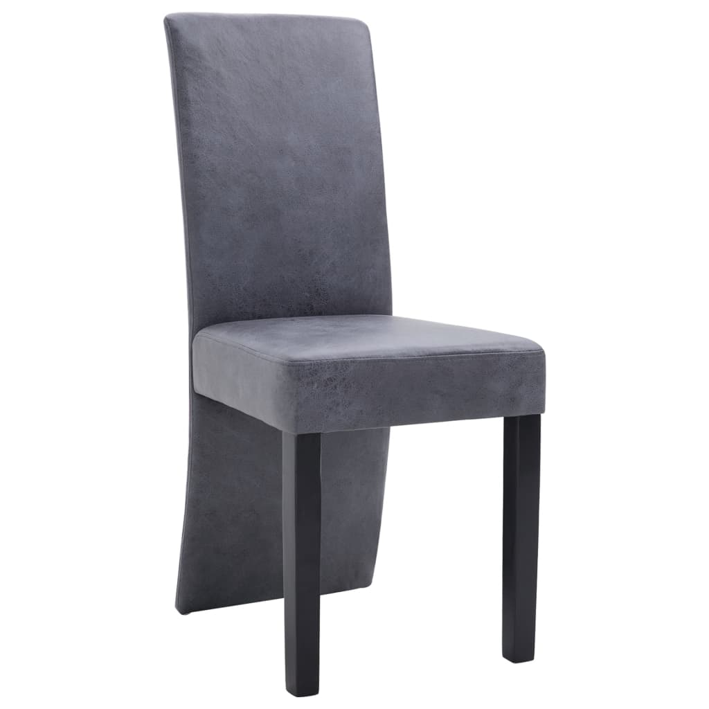 Chaises à manger lot de 4 gris similicuir daim - XIOS