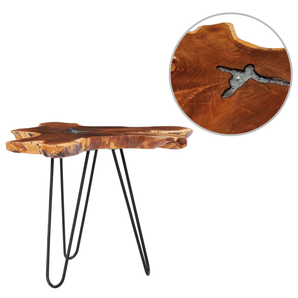 Table basse 70x45 cm Bois de teck massif et polyrésine - XIOS