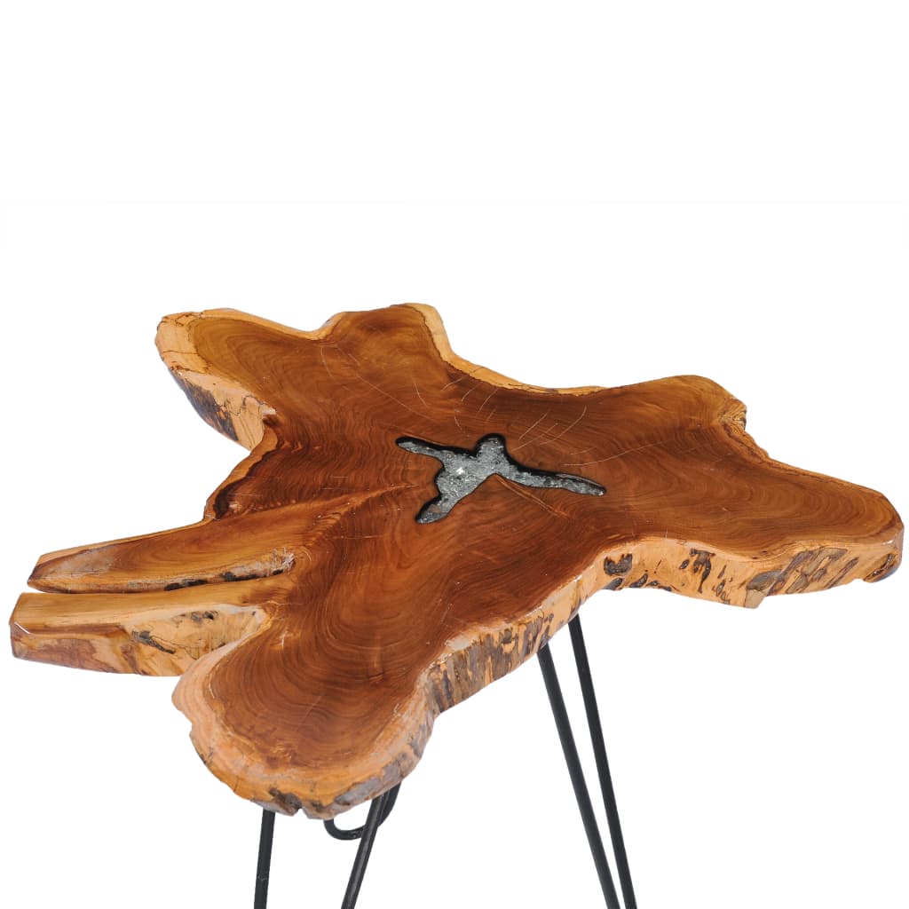 Table basse 70x45 cm Bois de teck massif et polyrésine - XIOS